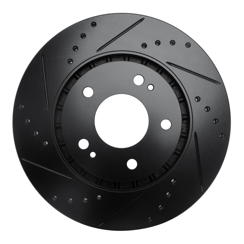 Mitsubishi Lancer Brake Rotor (1) - Front Right - R1 Concepts - Drilled & Slotted - Black - `09-`15 Mitsubishi Lancer Brake Rotor (1) - Front Right - R1 Concepts - Drilled & Slotted - Black - `09-`15